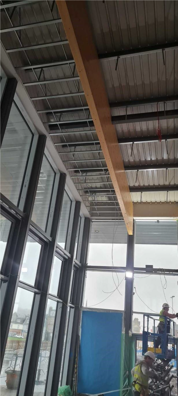 Installation of ceiling at Helensburgh Waterfront Development project